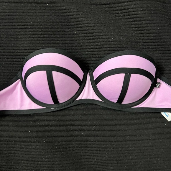 Purple and Black Women's Strapless Bra - Picture 1 of 2